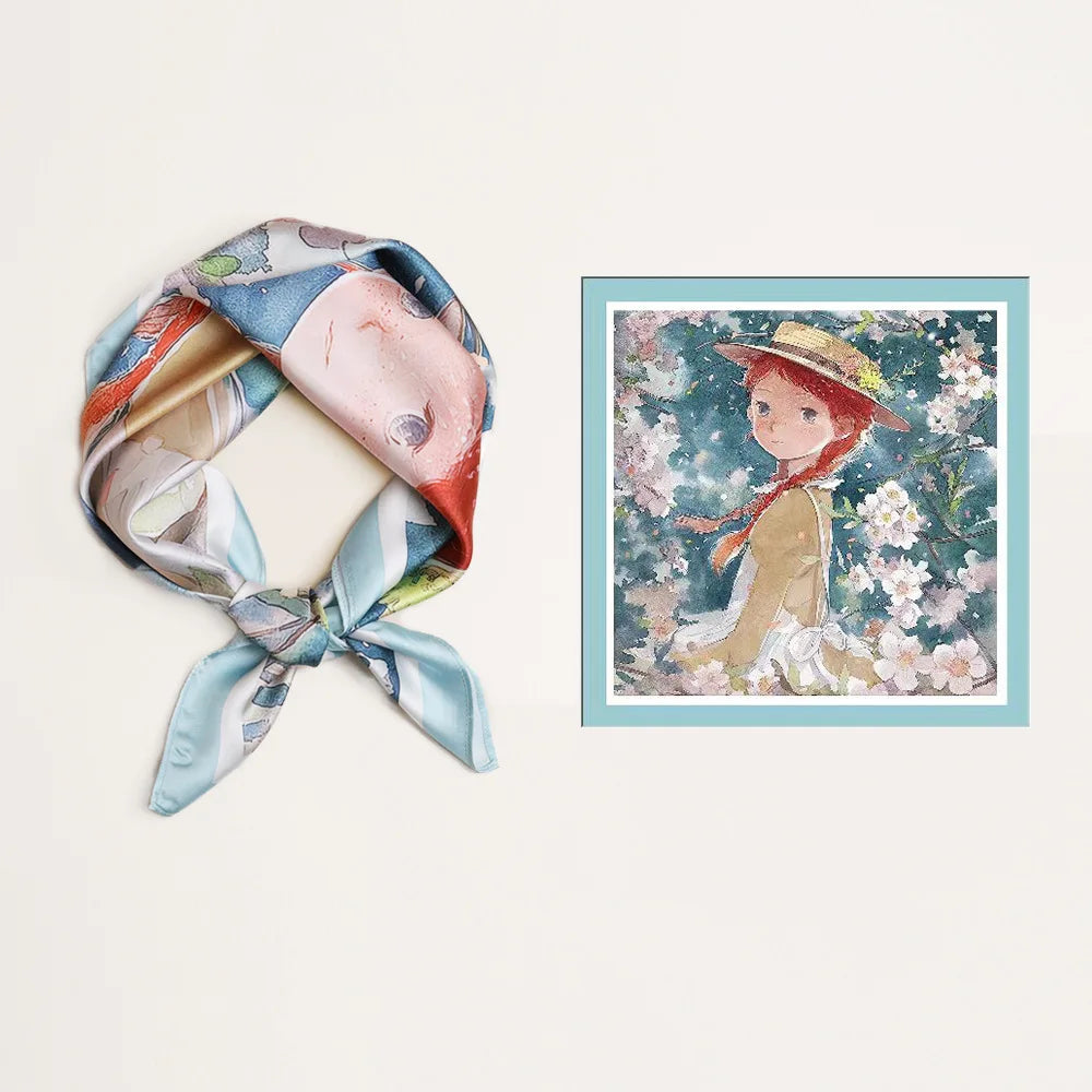Foulard Carré en Soie Imprimé - Écharpe Élégante Femme Louna