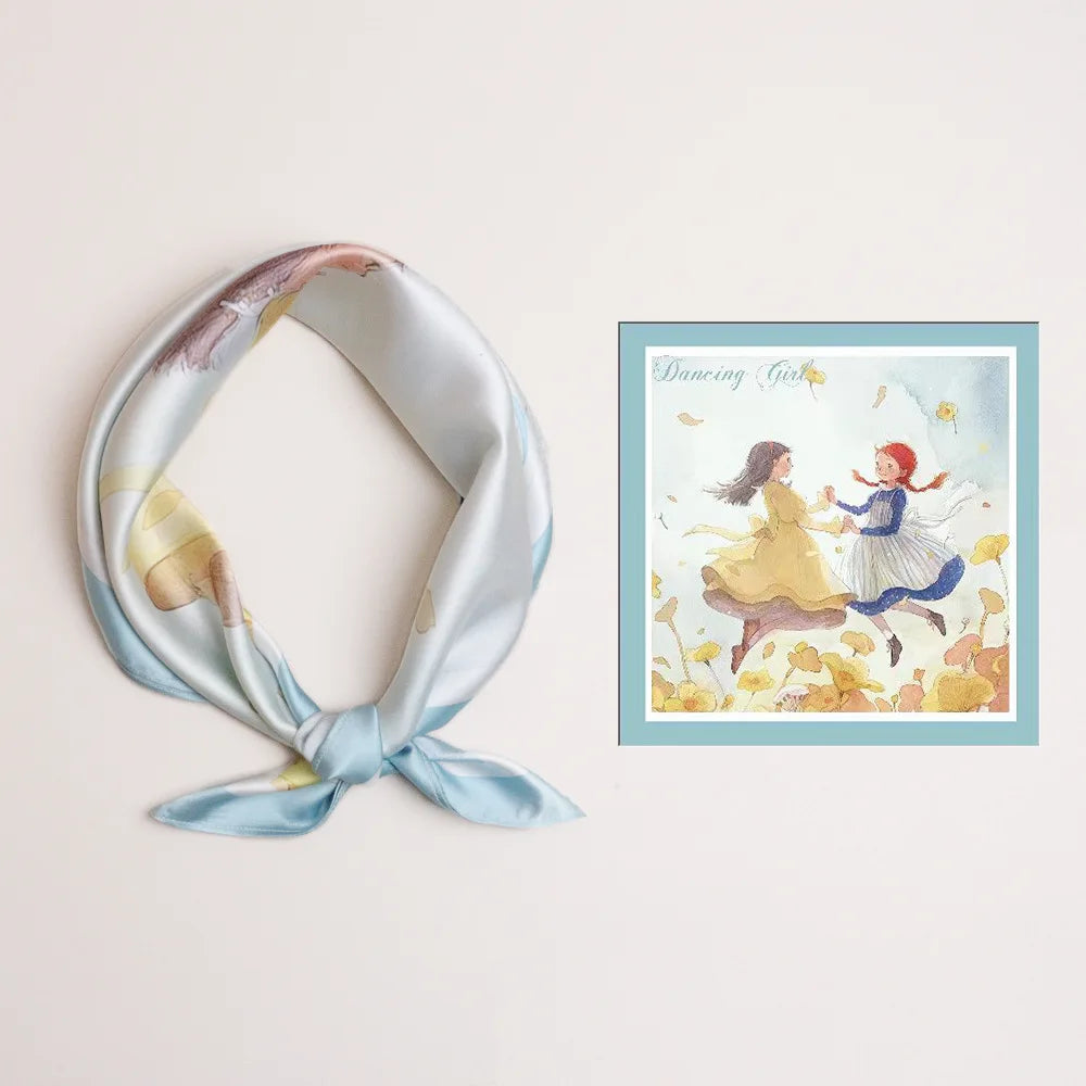 Foulard Carré en Soie Imprimé - Écharpe Élégante Femme Gaîa