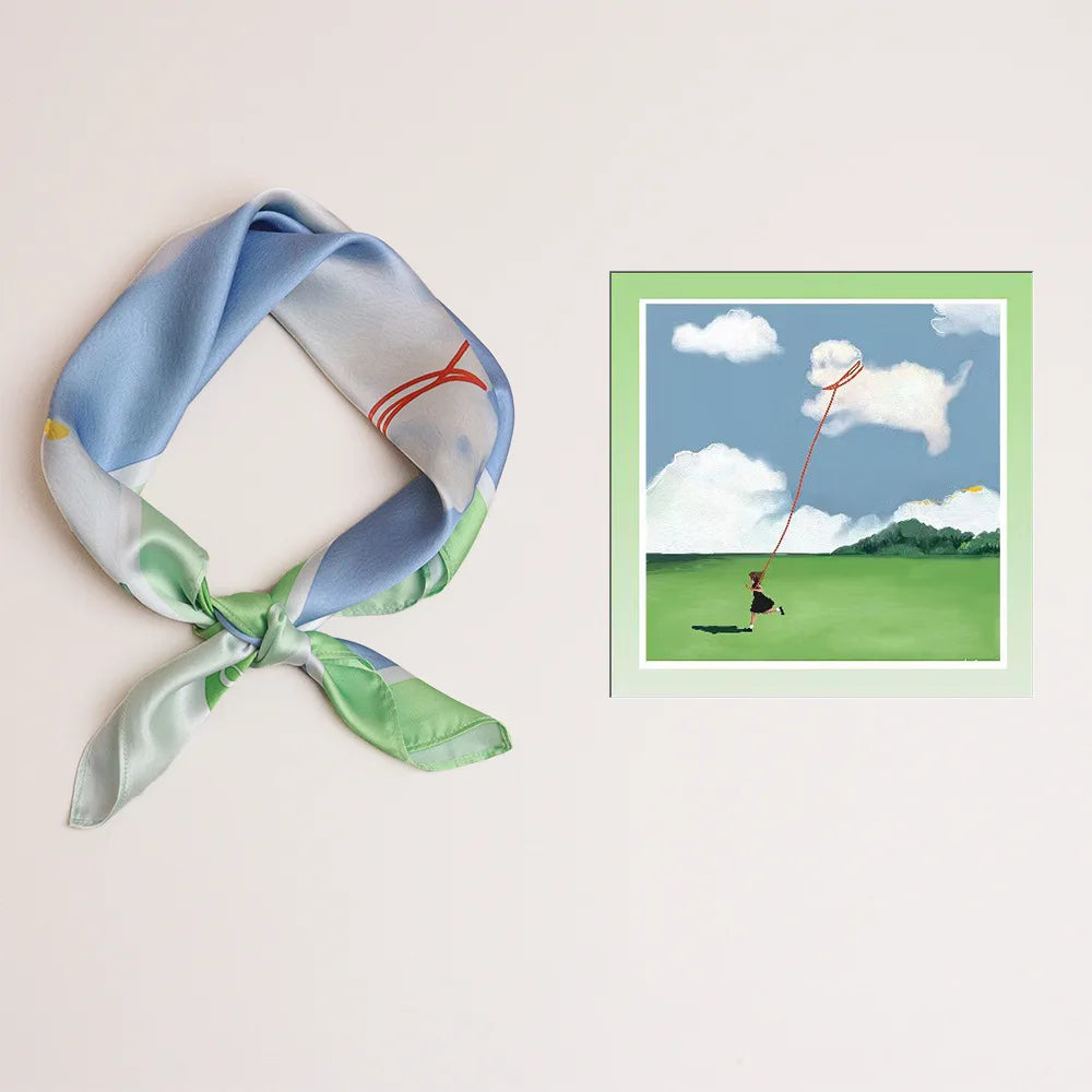 Foulard Carré en Soie Imprimé - Écharpe Élégante Femme Sophie