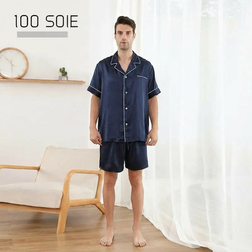 Pyjama Homme en Soie Naturelle - Ensemble Luxe Confortable