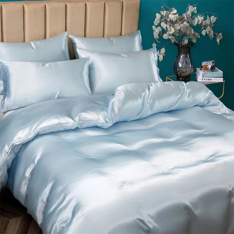 Parure de lit en soie couleur pastel