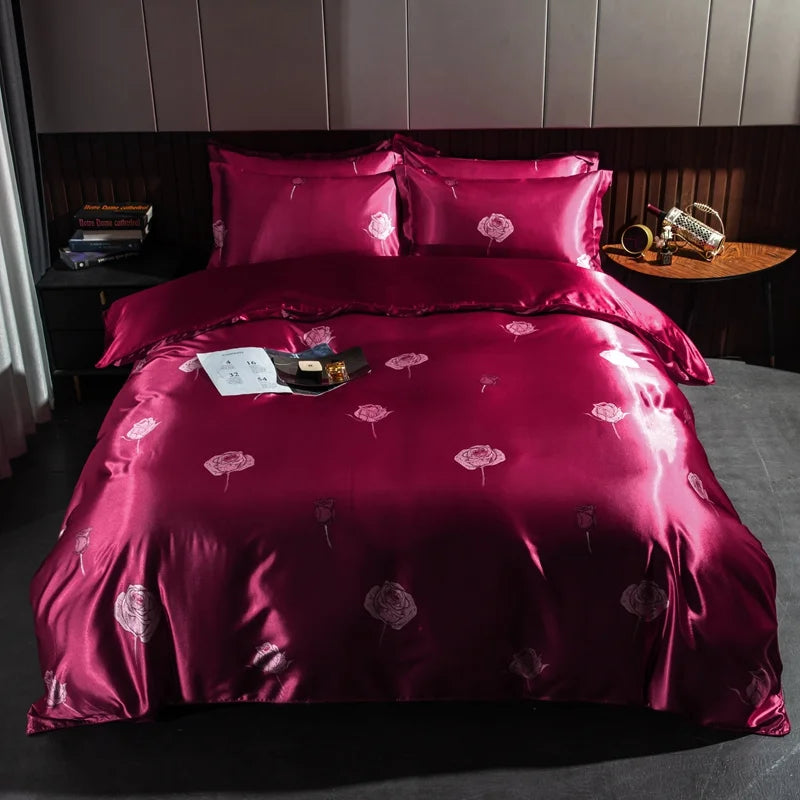 Parure de lit en soie à Motif romantique 22 momme