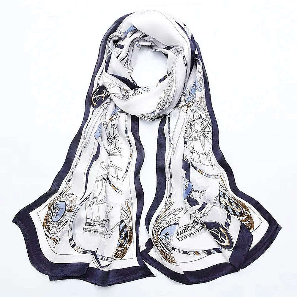 Foulard en soie 100 % naturelle – Écharpe longue et élégante pour femme