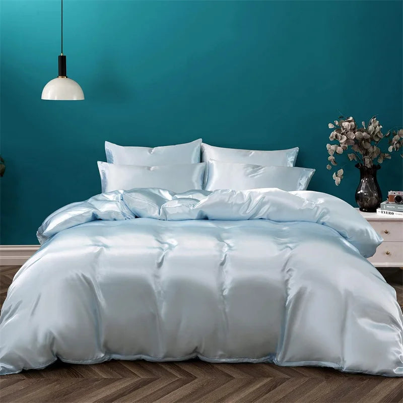 Parure de lit en soie couleur pastel