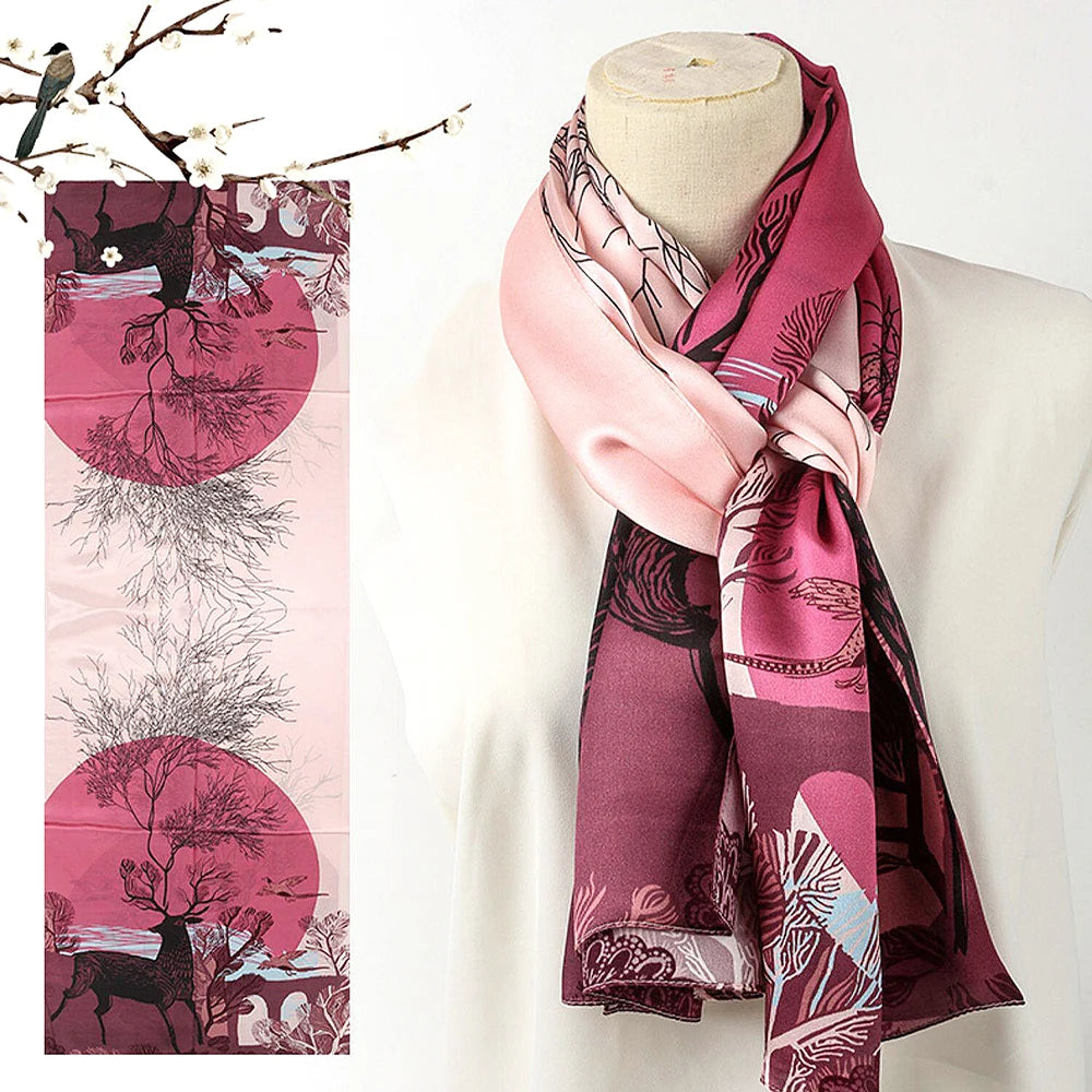 Foulard en soie 100 % naturelle – Écharpe longue et élégante pour femme
