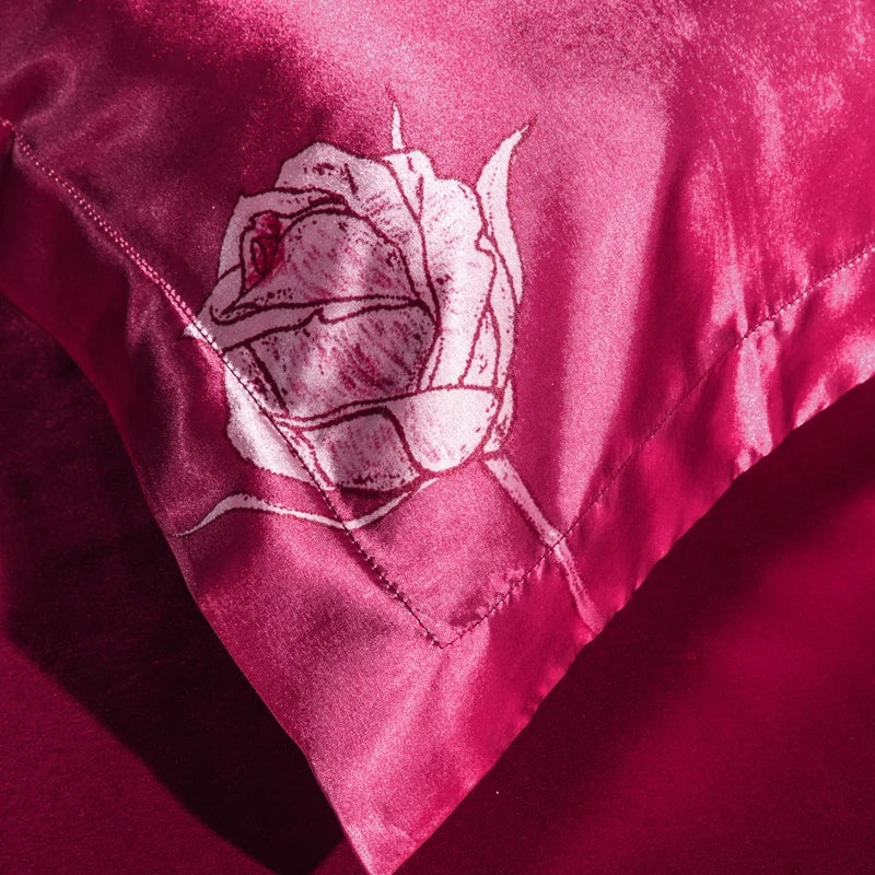 Parure de lit en soie à Motif romantique 22 momme