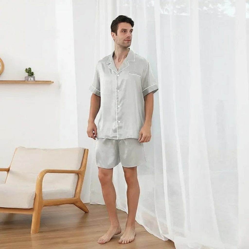 Pyjama Homme en Soie Naturelle - Ensemble Luxe Confortable