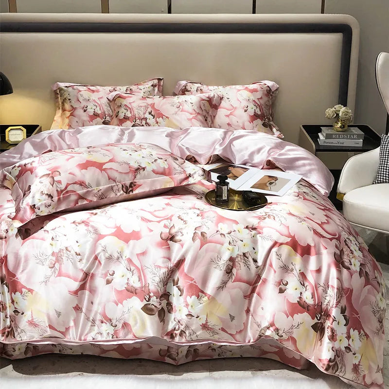 Drap-housse en soie de mûrier motif floral