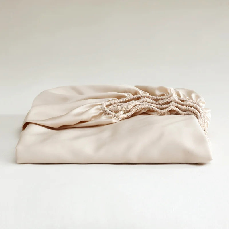 Drap housse en soie de mûrier taille King avec maintien parfait BLANC 