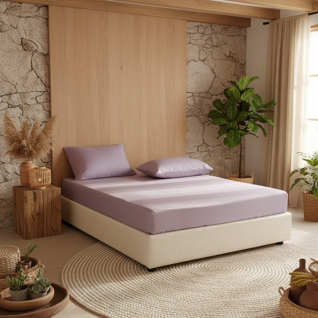 Finitions soignées et couture premium du drap housse en soie ROSE