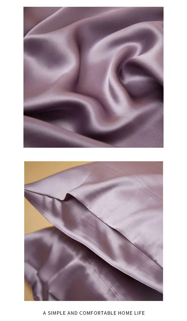 taie d'oreiller en soie Fermeture portefeuille invisible et élégante soie 22 momme 48x74cm Hypoallergenique anti frisottis protège la peau  couleur prune