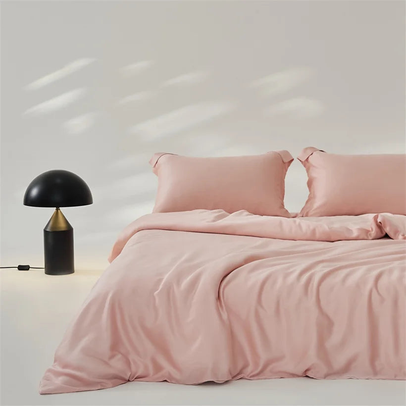 Housse de couette en soie luxe rose