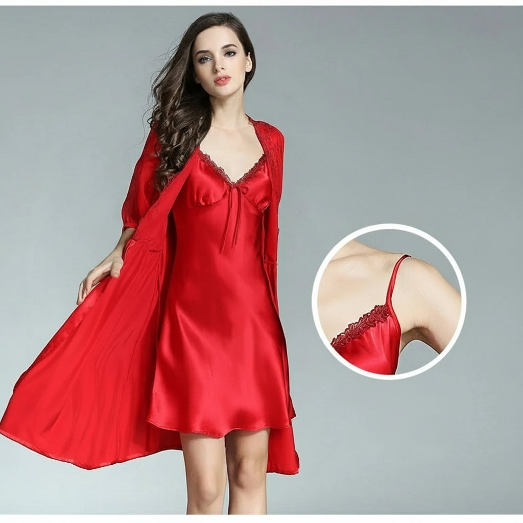 Kimono en soie Mulberry à col en V, design raffiné