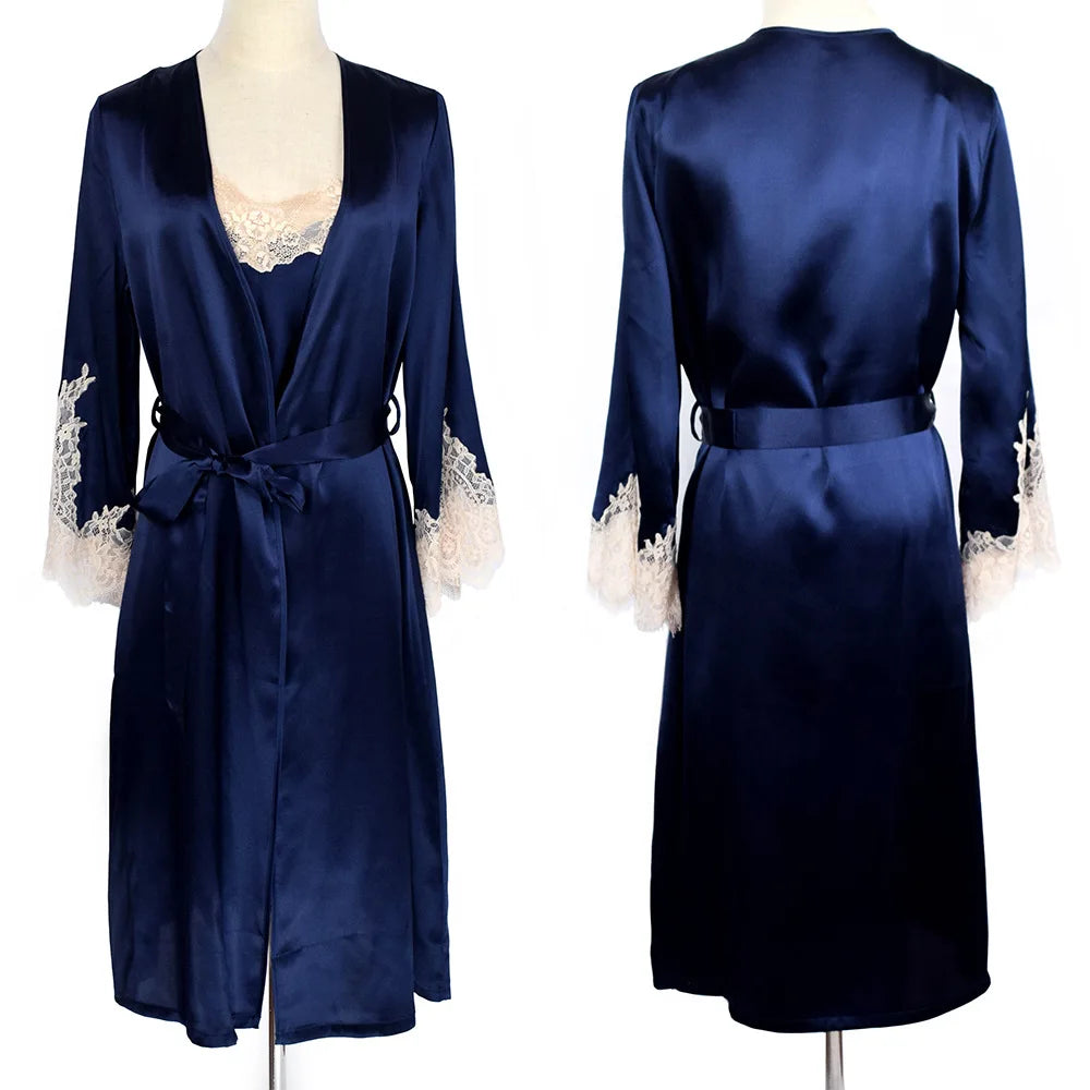 ROBE EN SOIE BLEU VUE DE FACE ET ARRIERE 