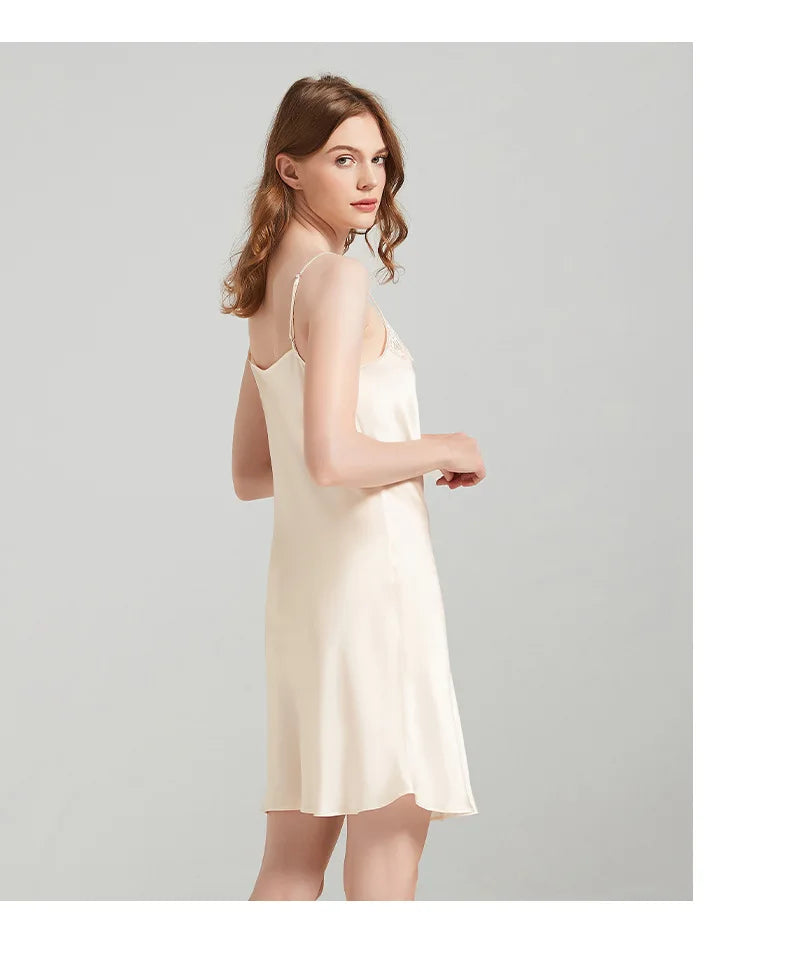 Soie naturelle pour dormir – pyjama confortable femme blanc creme