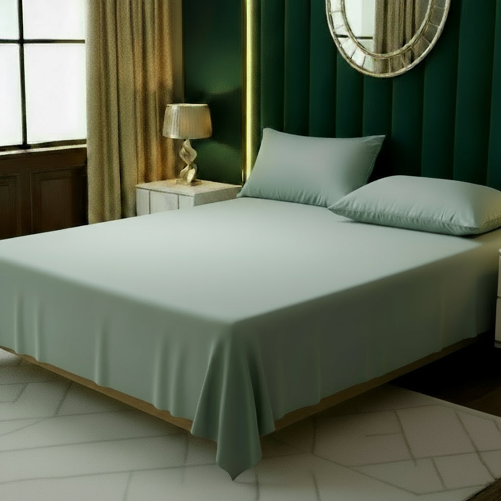 Drap housse en soie de mûrier pour literie premium à domicile VERT