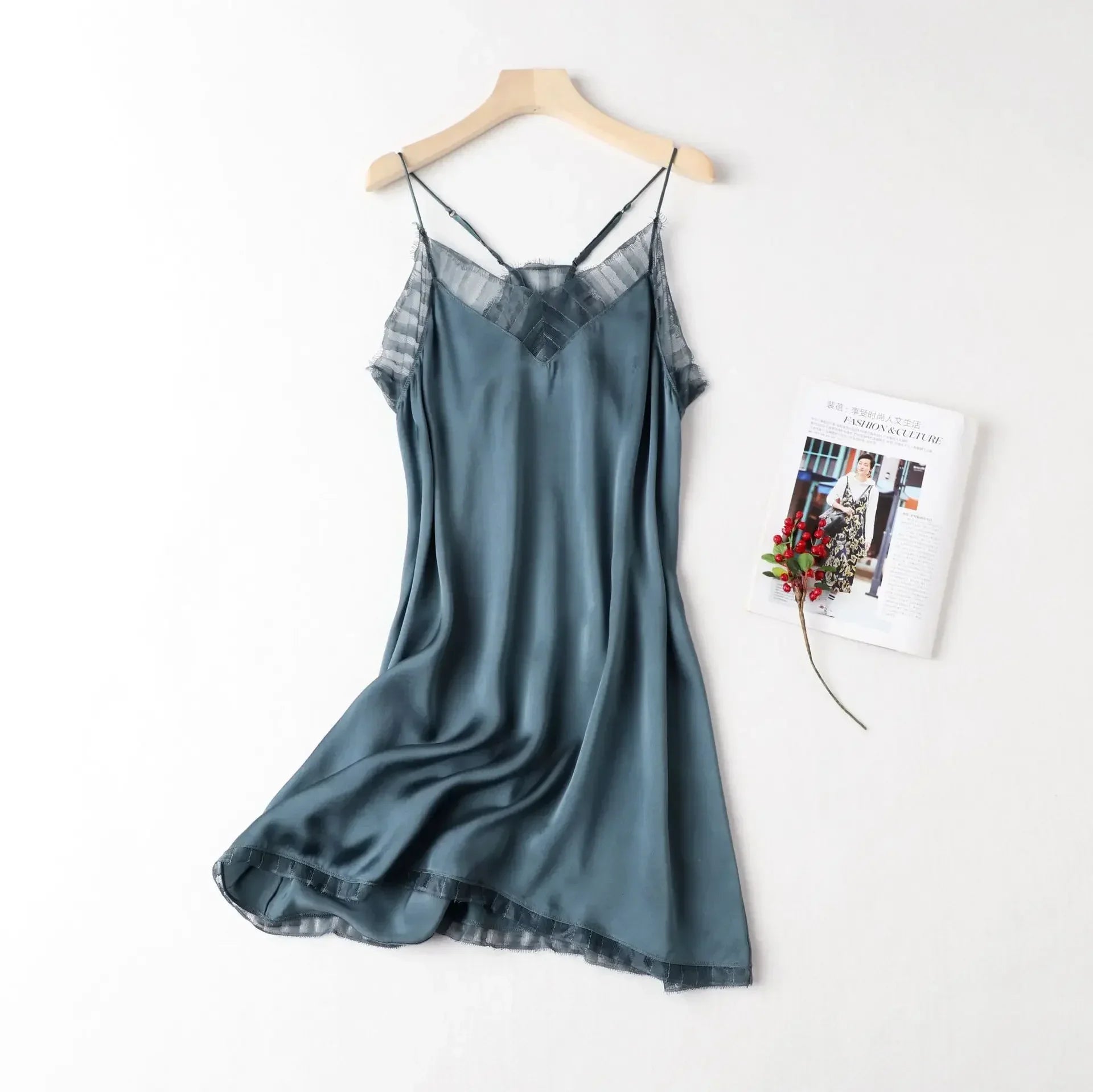 Nuisette femme en soie bleu