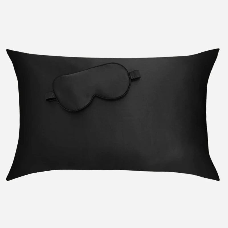 Taie d'oreiller en soie et marque de nuit assortie essence et soie couleur noir de la soie pour femme homme et enfant voyage