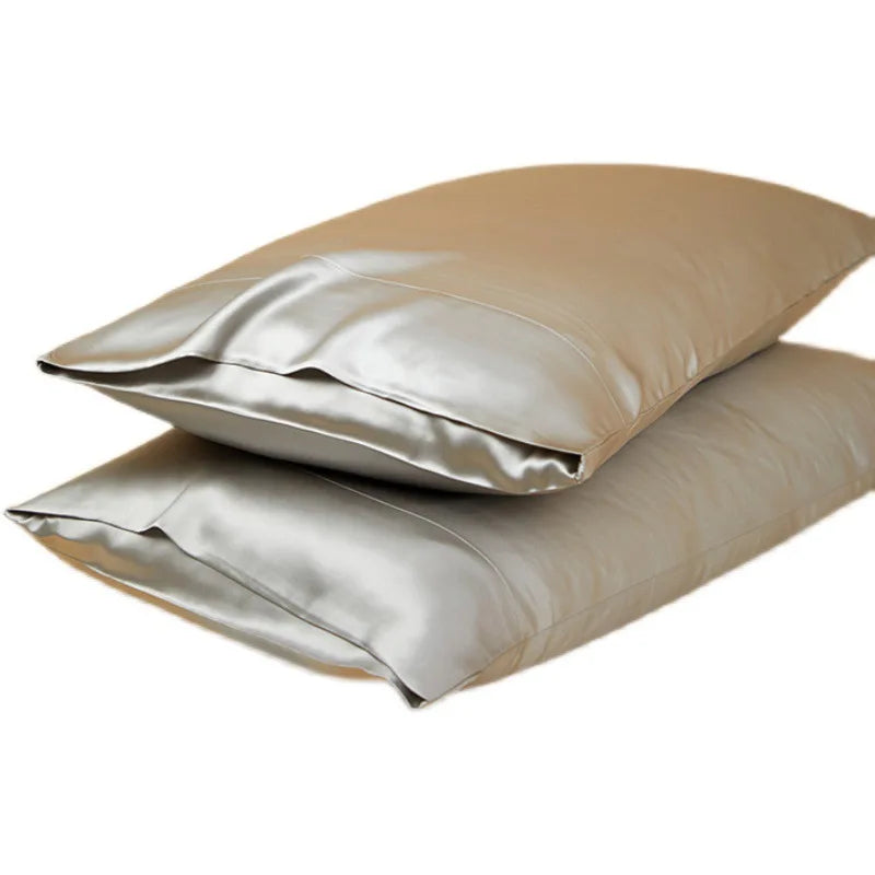 taie d'oreiller en soie porte feuille essence et soie 22 momme 48x74cm Hypoallergenique anti frisottis protège la peau  couleur or