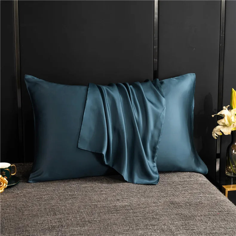 taie d'oreiller en soie 50x70essence et soie couleur  bleu indigo