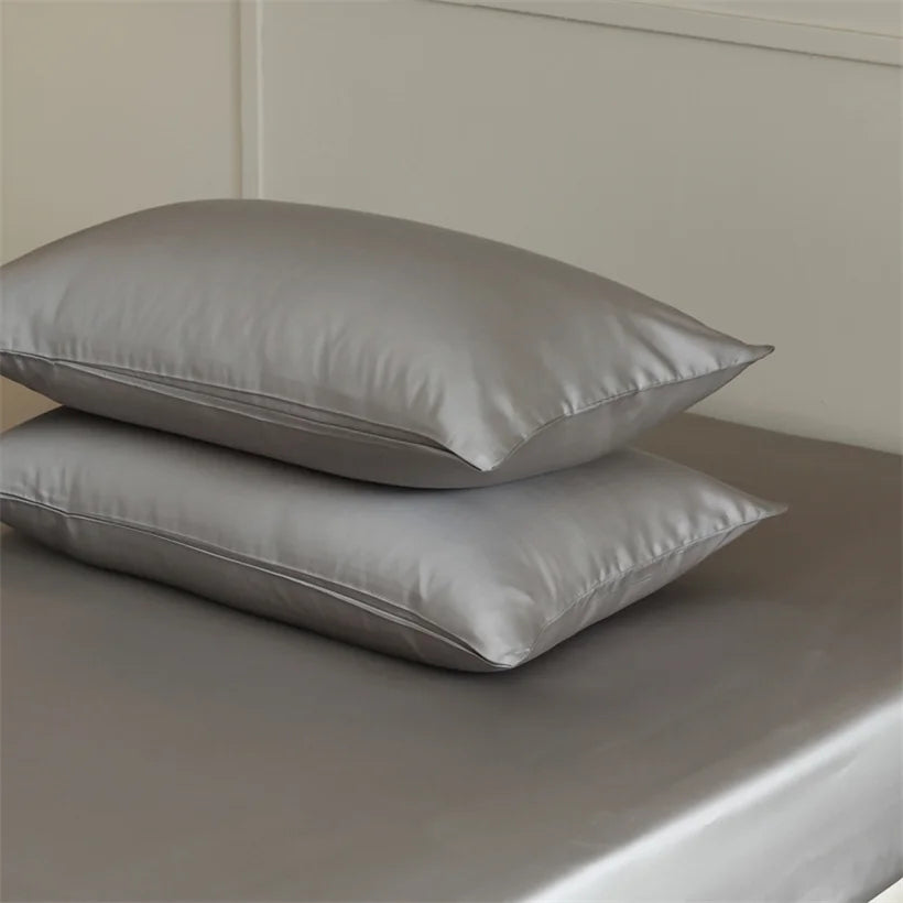 Taie d’oreiller en soie Essence et soie Certifié eoko tex Écologique, couleur gris