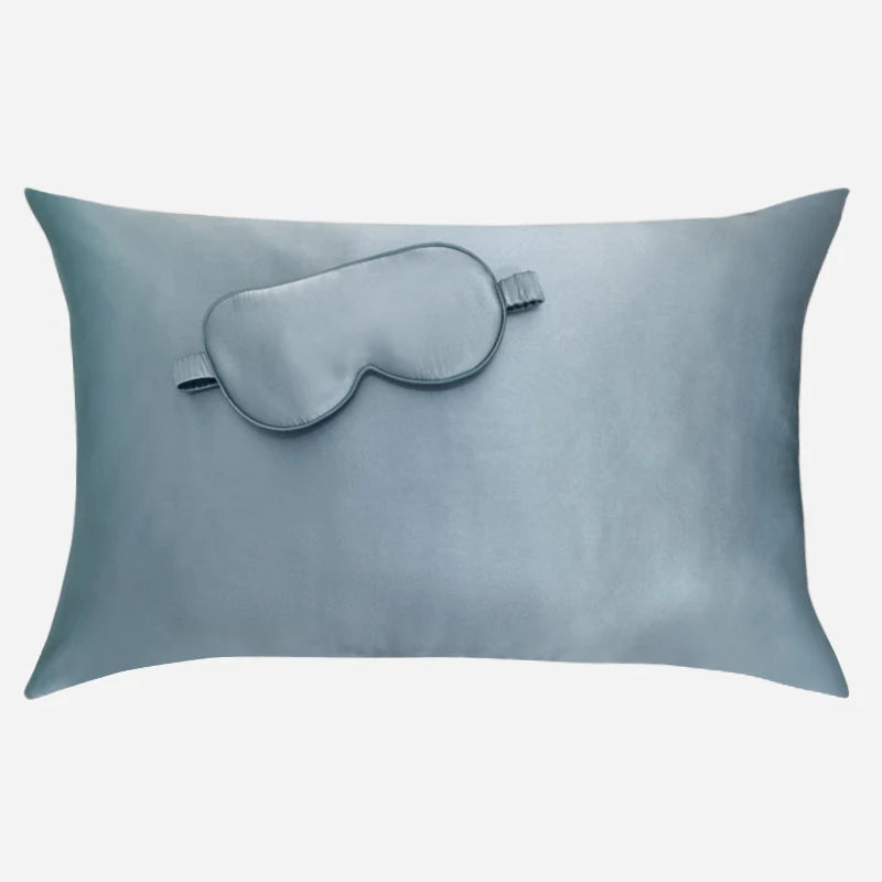 Taie d'oreiller en soie et marque de nuit assortie essence et soie couleur  bleu cadeau idéal homme fete des pere noel anniversaire