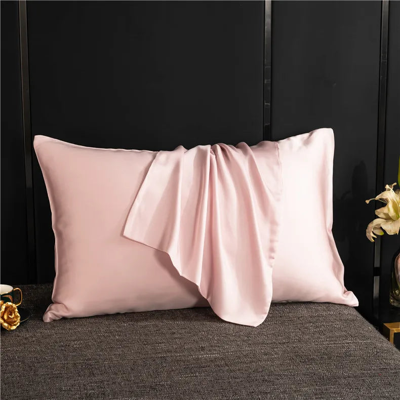 taie d'oreiller en soie 50x70essence et soie couleur rose pale