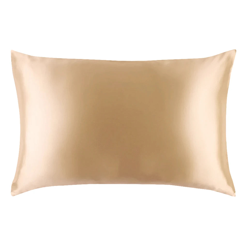 Taie d’oreiller en soie essence et soie couleur uni doré qualité hôtel 22 momme beauté 