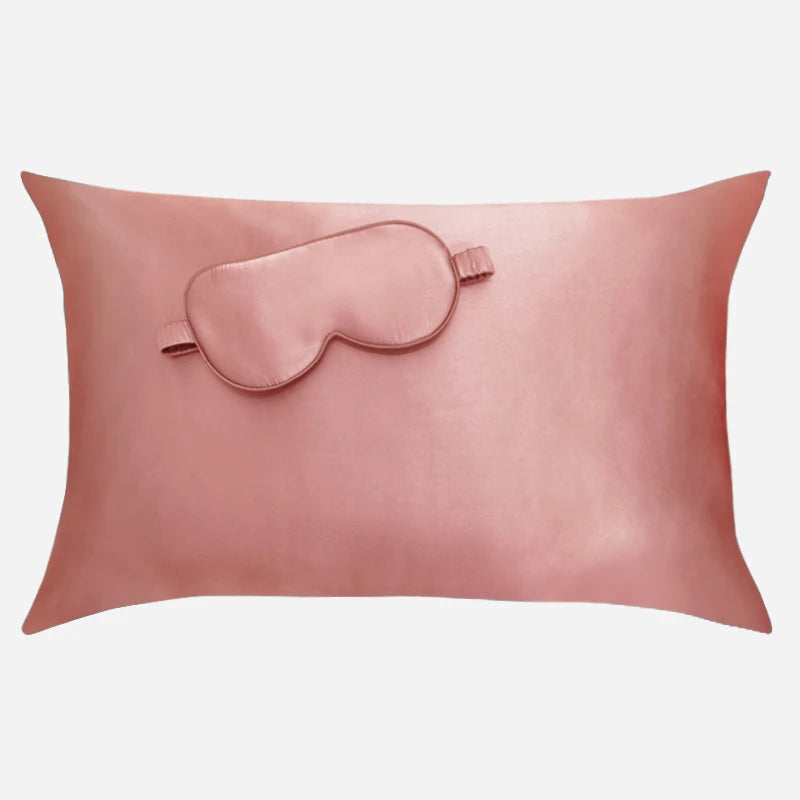 Taie d'oreiller en soie et marque de nuit assortie essence et soie couleur rose pour femme cadeau fête des mere noêl anniversaire mariage