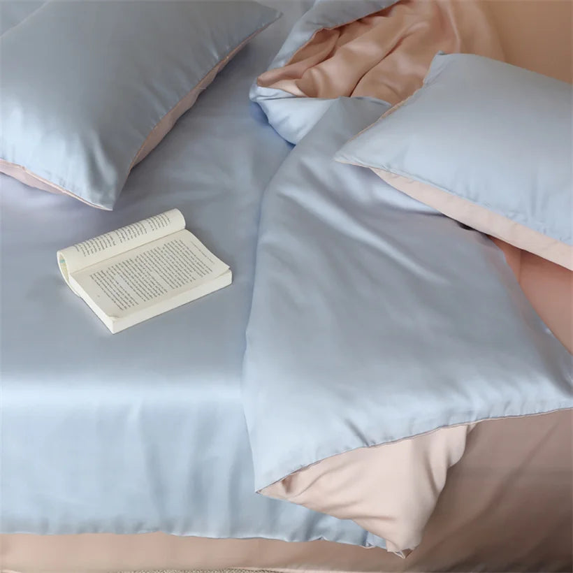 Taies d’oreiller en soiE Bicolore, essence et soie, naturel et raffiné pour lit King