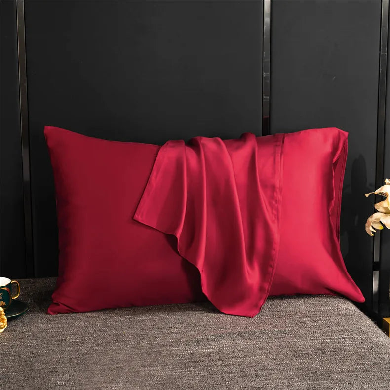 taie d'oreiller en soie 50x70essence et soie couleur  rouge