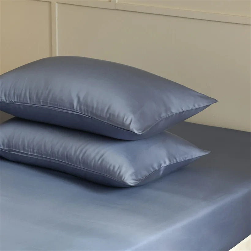 Taies d’oreiller en soie Essence et soie, protection contre la Casse et Les frottis couleur Bleu