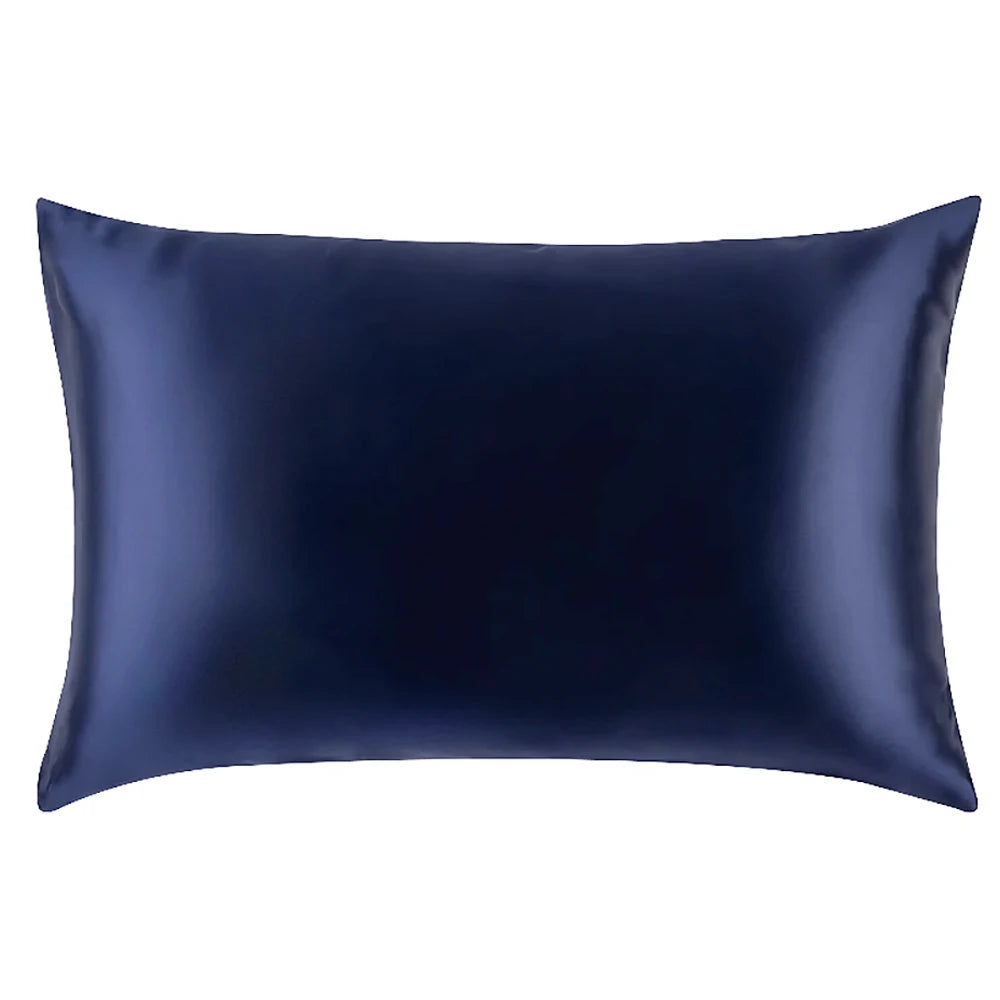 Taie  d’oreiller en soie essence et soie 
Taie en soie bleu marine soie de luxe 22 momme tissage de qualité 