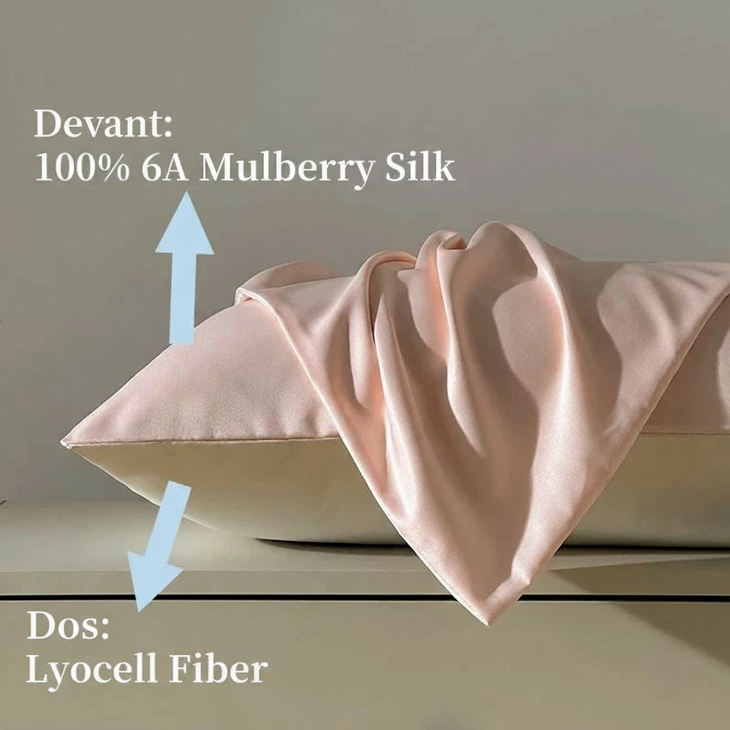 Zoom fermeture zip invisible taie soie — finition soignée