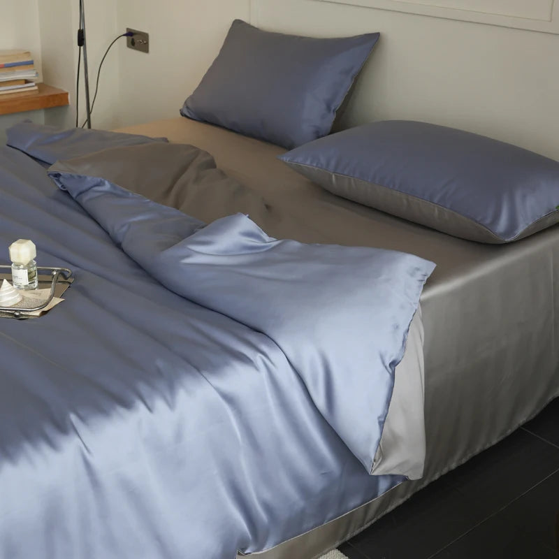 Taies violettes, texture soyeuse qui réduit frottement cheveux et peau