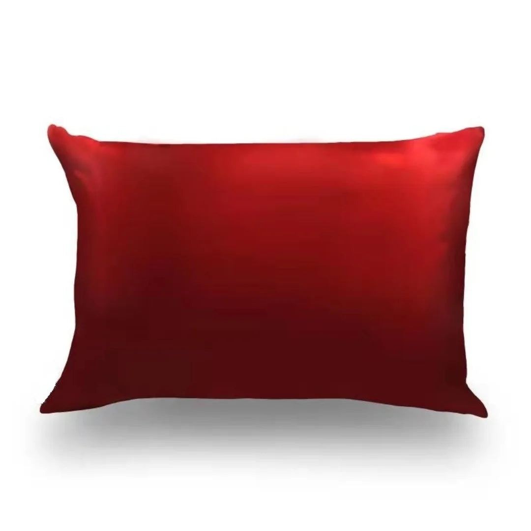 taie d'oreiller en soie essence et soie la douceur et l’aspect luxueux de la taie en soie.couleur rouge intense hypoallergénique anti frisottis pour femme enfant homme