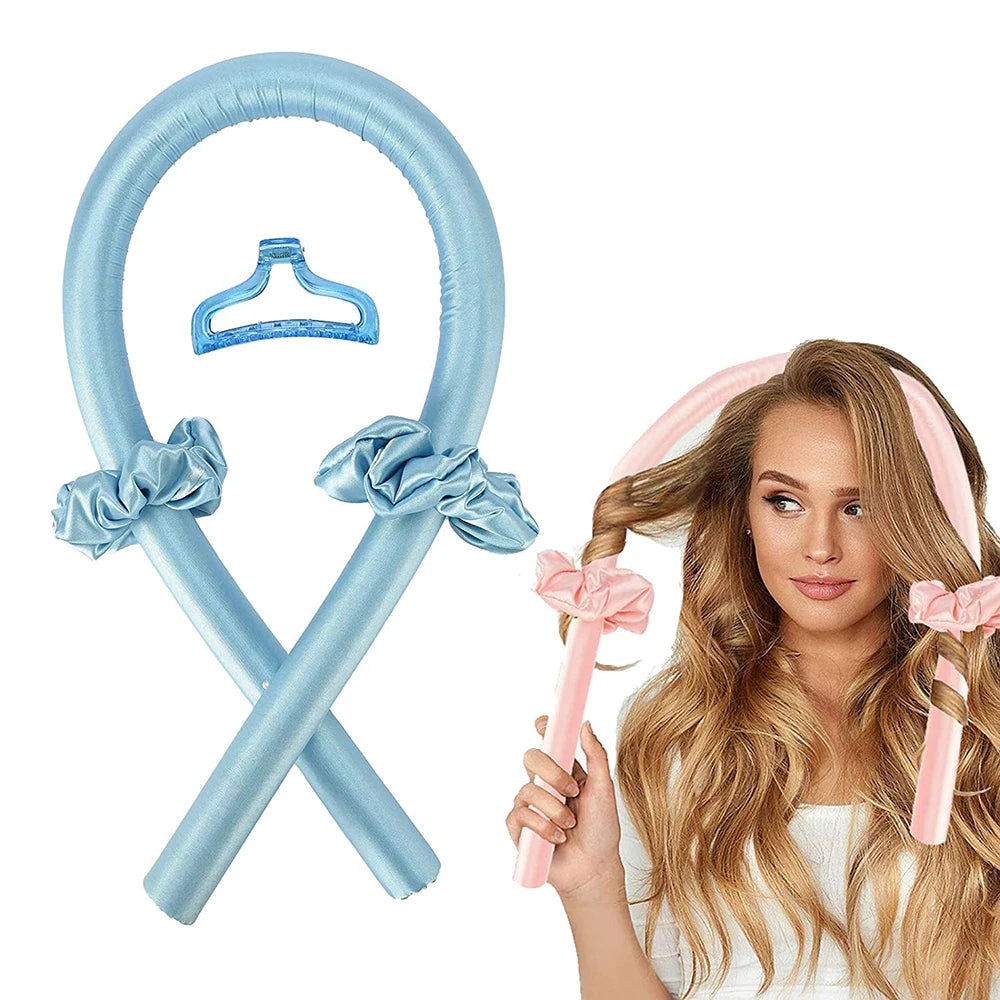 Bigoudis Sans Chaleur En Soie Et Mousse - Boucleur à Froid Pour Cheveux, Longueur 100 Cm, Couleur Beige