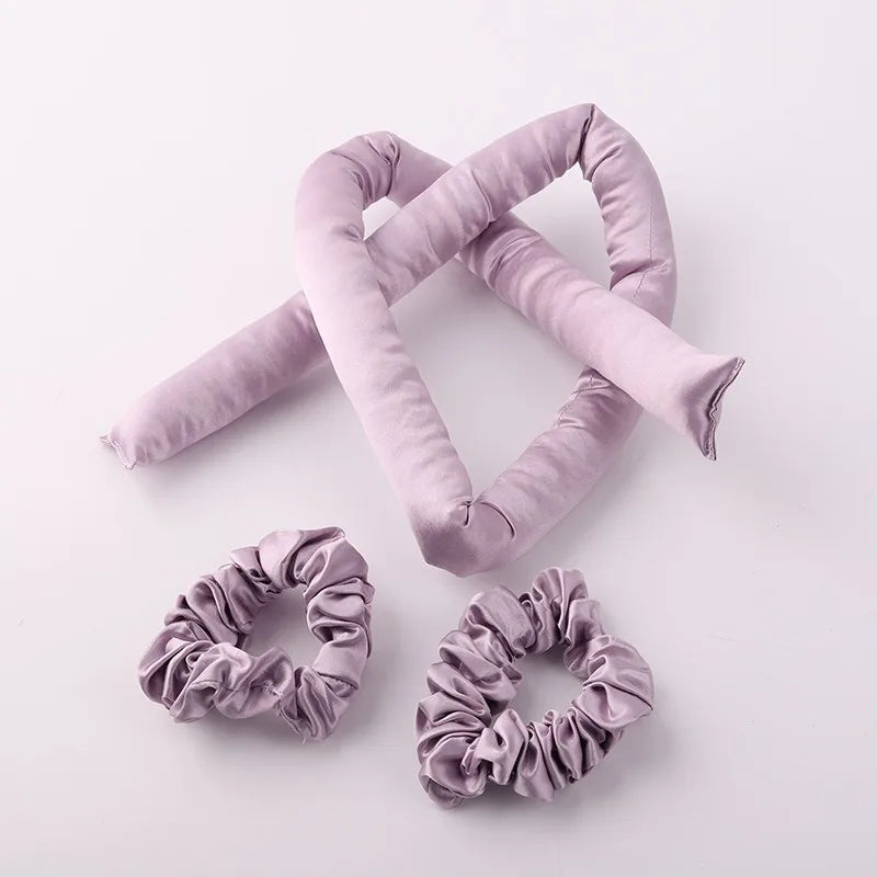 Packaging bigoudis sans chaleur en soie 22 Momme violet 