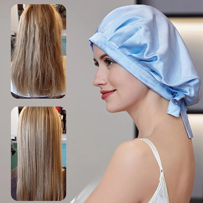 avant apres bonnet en soie bleu