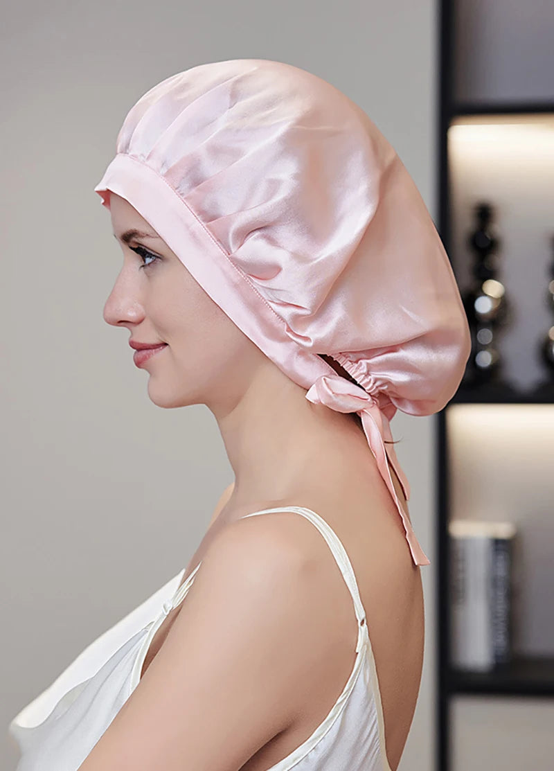 Bonnet en soie 16 Momme – coupe et finition soyeuse rose