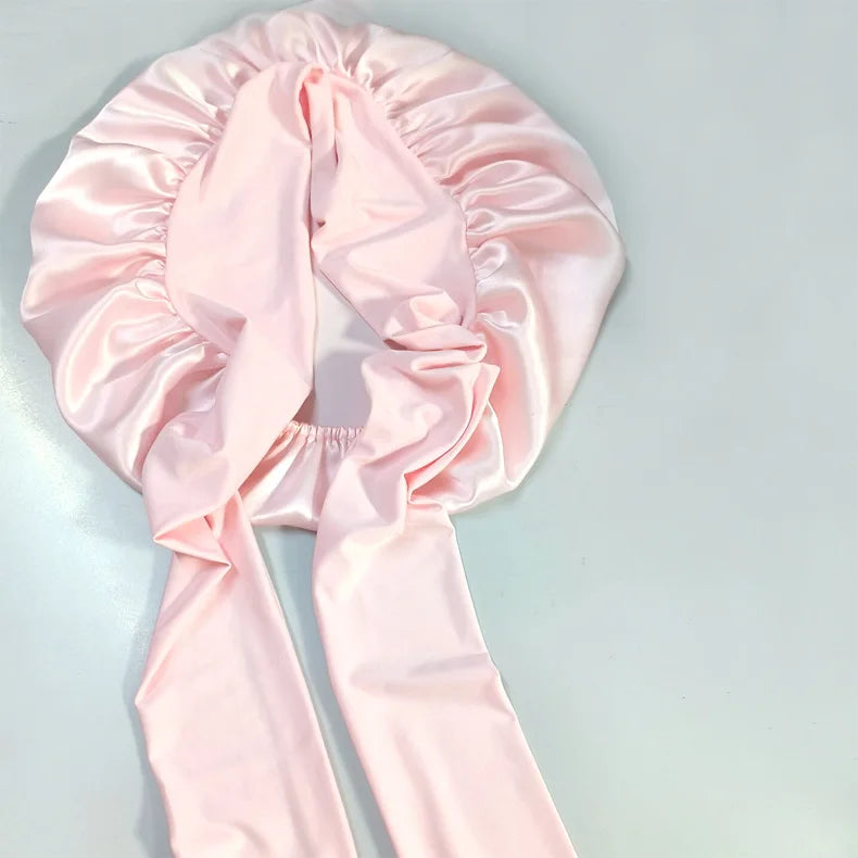 Réduction des frisottis avec bonnet en soie 19 Momme rose pale 