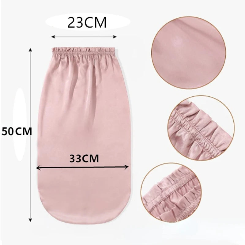 Gros plan tissu soie naturelle – finition & élastique dimension et détails