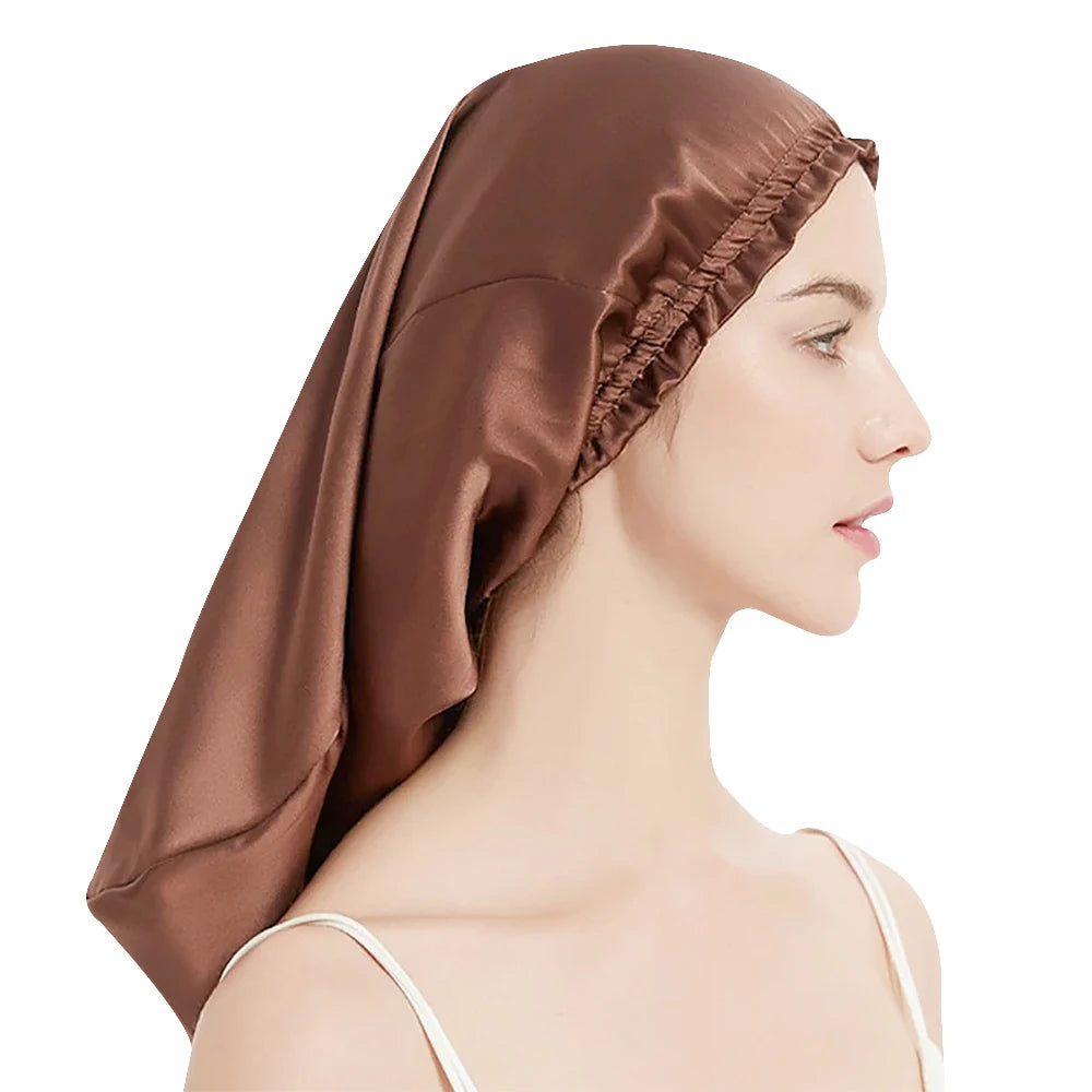 Bonnet soie cheveux longs – lifestyle marron
