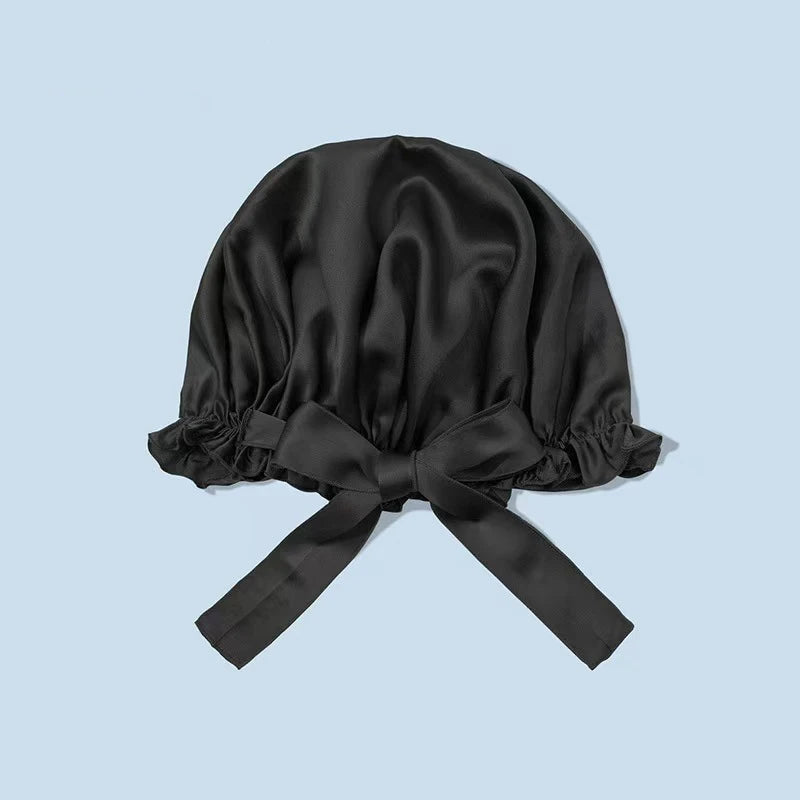 Bonnet en soie 22 mommes Oeko‑Tex – couleur noire, pour dormir et protéger vos cheveux