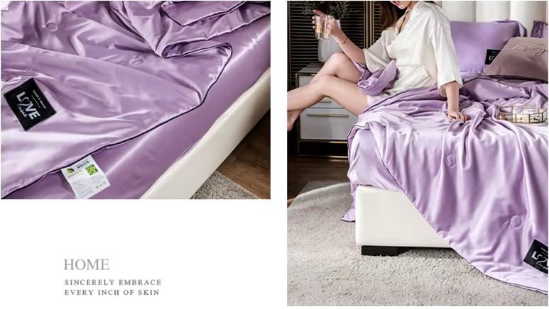 Couette en soie adaptée aux peaux sensibles violet 