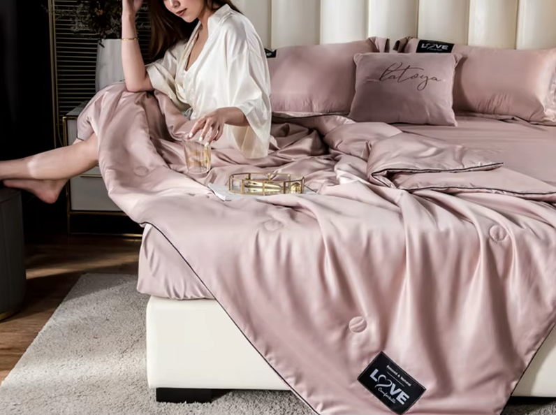 Couette d’été en soie de mûrier – taille Double rose