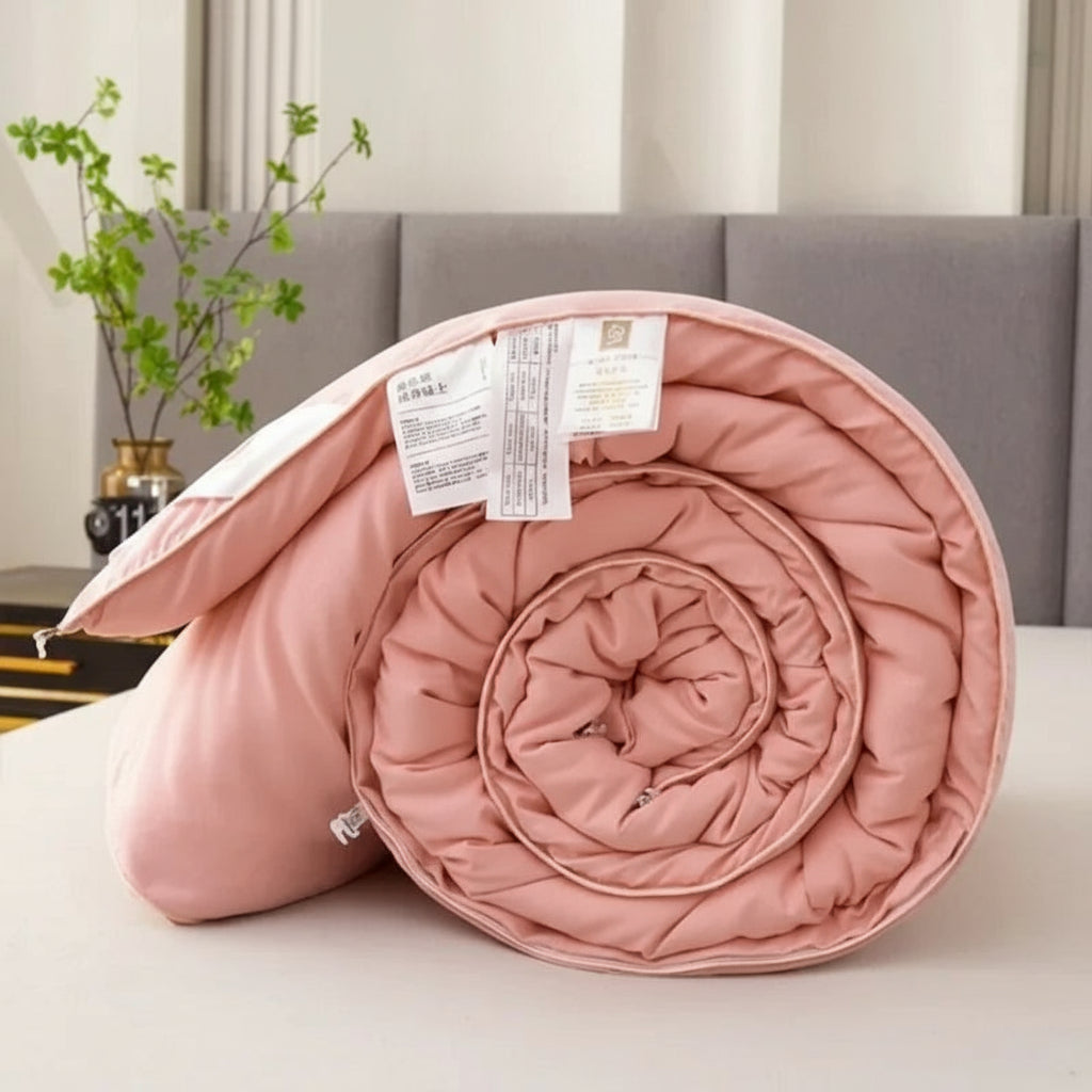 Couette en soie Tussah 100 % naturelle – confort 4 saisons rose