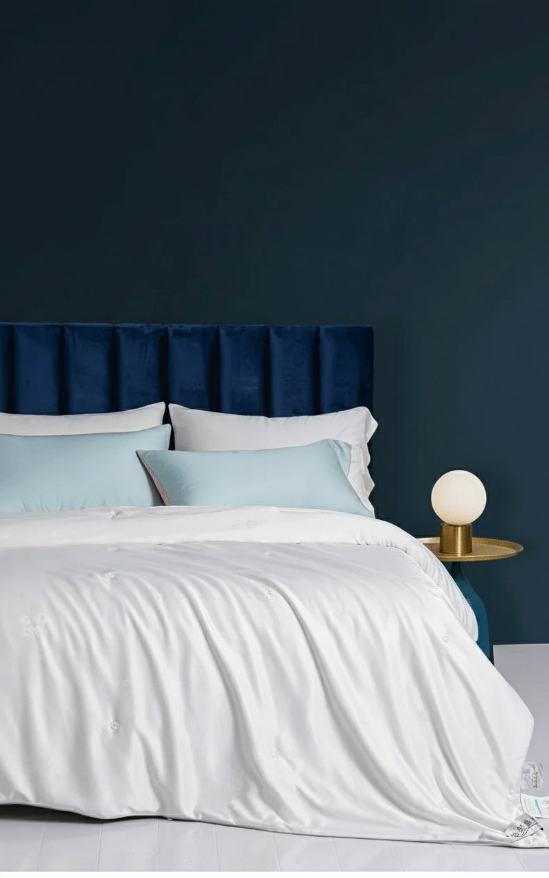 Duvet léger en soie naturelle avec tissu jacquard coton