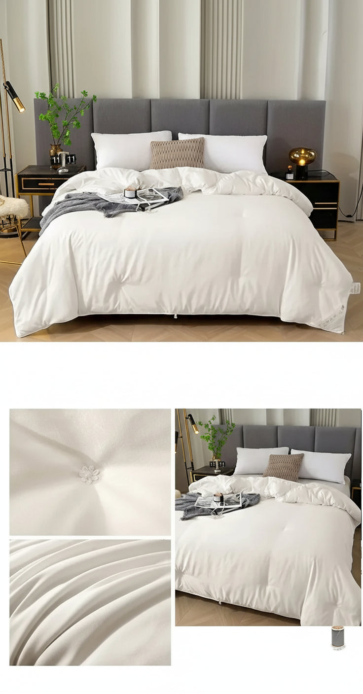 Couette en soie Tussah adaptée aux peaux sensibles blanc 