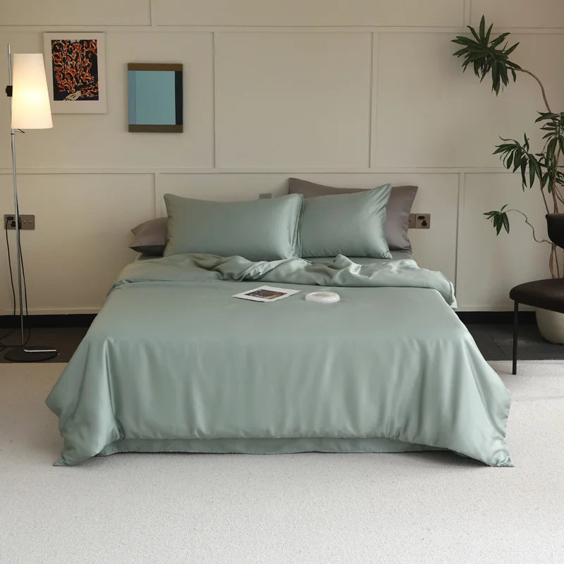 Drap en soie naturelle offrant un confort premium et une sensation de fraîcheur VERT
